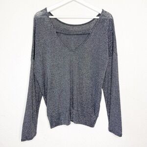 Veronica M Metallic Silver Bar Back Lightweight Sweater Sz XL